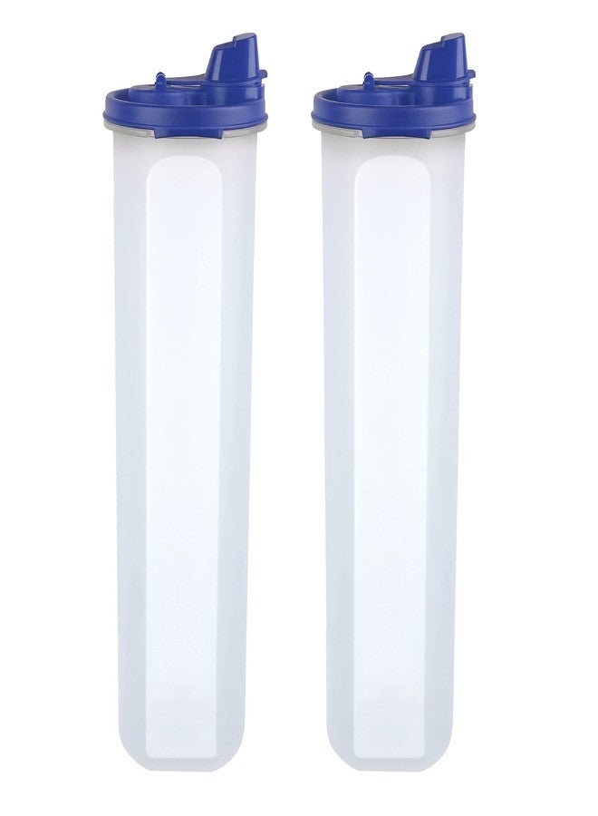 Cutting EDGE Smart Oil Dispenser Storage Set of 2 Air-Tight & Leak Resistant Plastic Round Modular Container for Vinegar, Sauces, Olive & Refined, Easy Flow, BPA Free (1100ML, Dark Blue) - Image 1